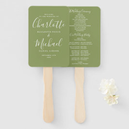 Abanico Moss Green Signature Script Wedding Program