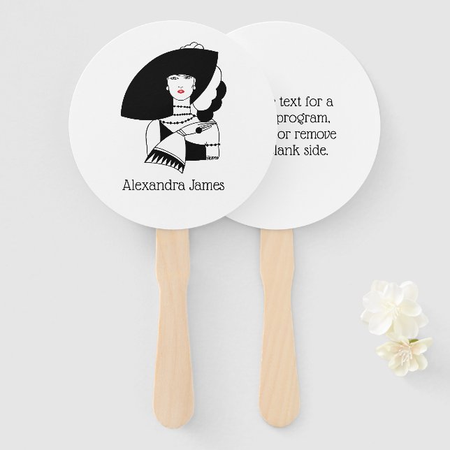 Abanico Mujer Art Déco En Grandes Gorras Gantes RL (Anverso y reverso)