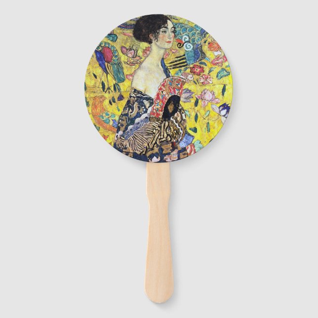 Abanico Mujer con ventilador de Gustav Klimt (Reverso)