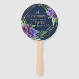 Abanico Mujer rezando (Azul de media noche)