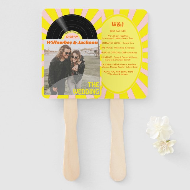 Abanico Music Festival Vinyl Record Retro Wedding Program (Anverso y reverso)