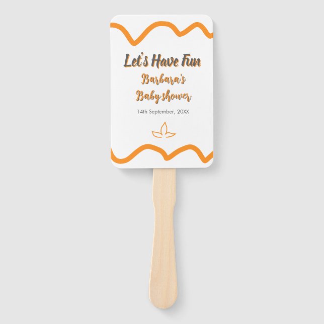 Abanico Naranja gris retro español baby ducha boho moderno (Anverso)