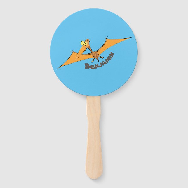 Abanico Naranja lindo y gracioso personalizado pterodáctil (Anverso)