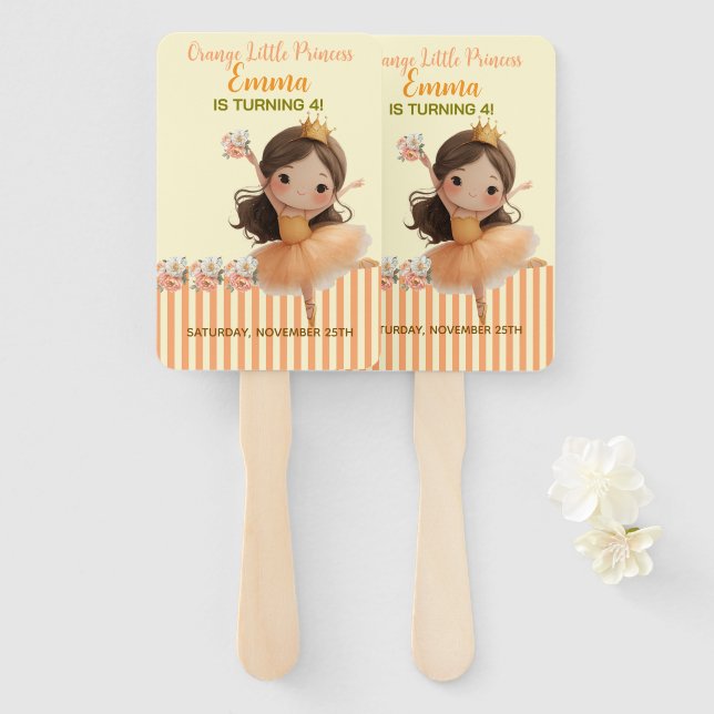 Abanico Naranja Little Princess Ball Set de fans (Anverso y reverso)