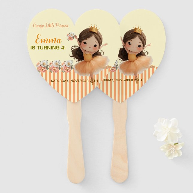 Abanico Naranja Little Princess Ball Set de fans (Anverso y reverso)