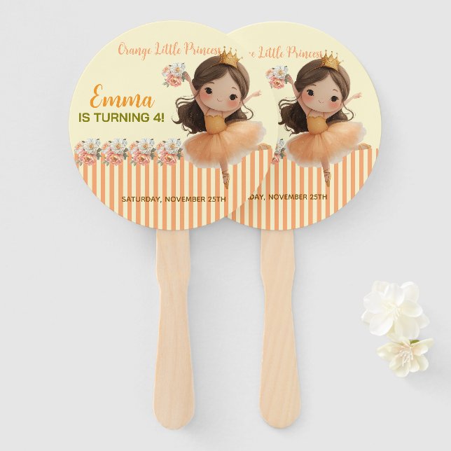 Abanico Naranja Little Princess Ball Set de fans (Anverso y reverso)