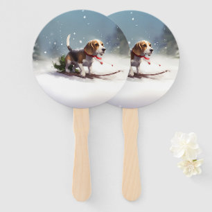 Abanico Navidad de Beagle nieve invierno