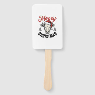 Abanico Navidad Mooey Vaca Sombrero de Santa Grabado Antig