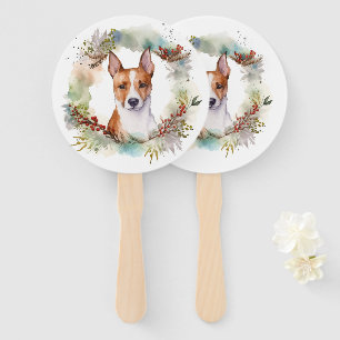 Abanico Navidades de Basenji Wreath Festive Pup