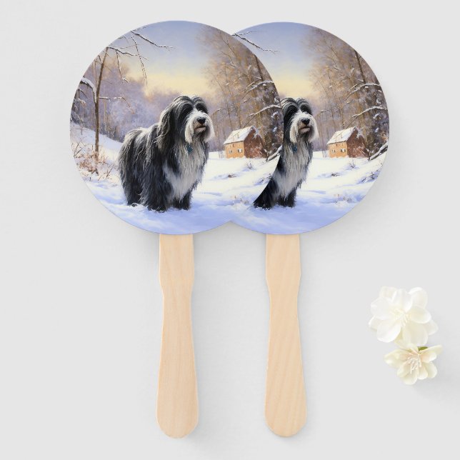 Abanico Navidades De Beart Collie Let It Snow (Anverso y reverso)
