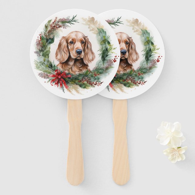 Abanico Navidades de Cocker Spaniel Wreath Festimes Pup (Anverso y reverso)