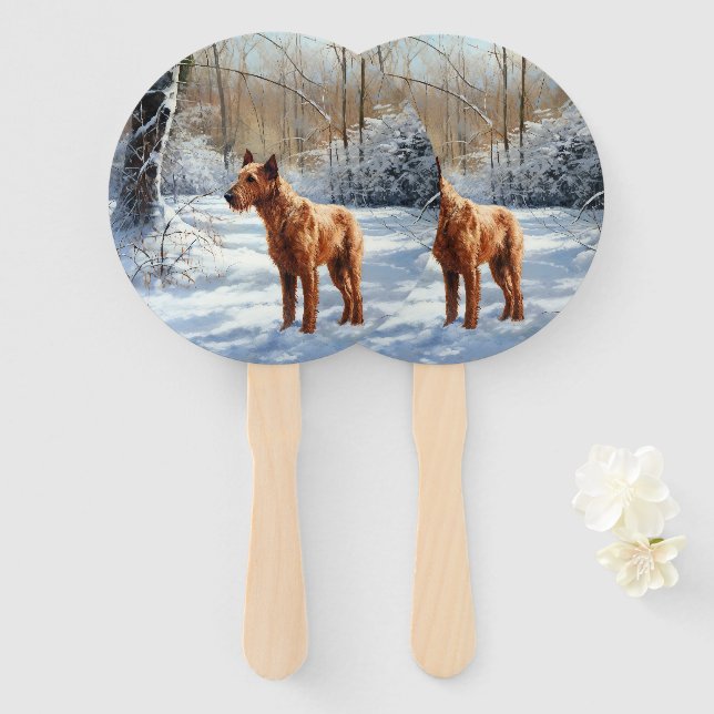 Abanico Navidades de Irish Terrier Let It Snow (Anverso y reverso)