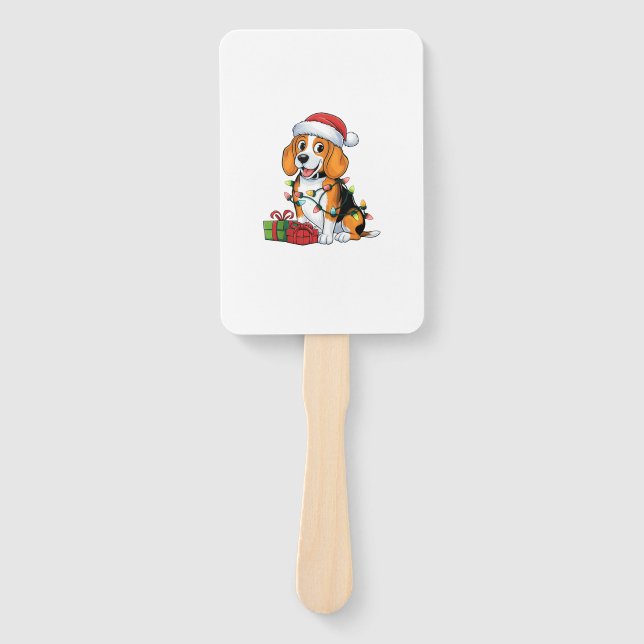 Abanico Navidades de Perros de Santa Hat Beagle (Anverso)