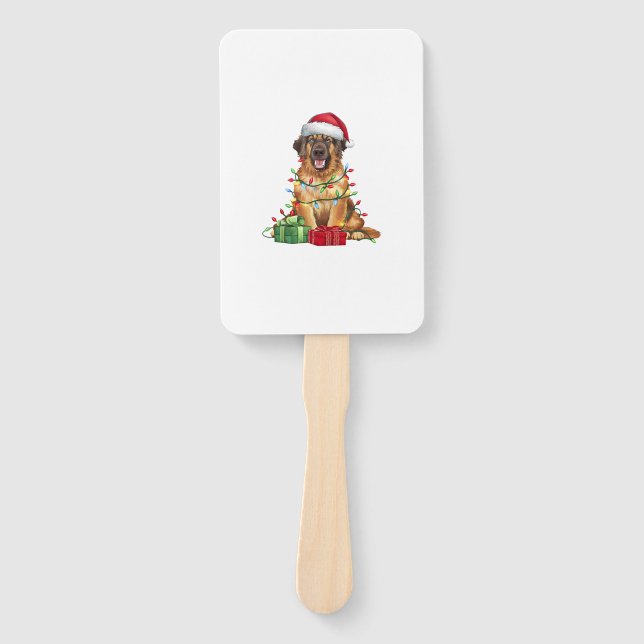 Abanico Navidades de perros de Santa Hat Leonberger (Anverso)