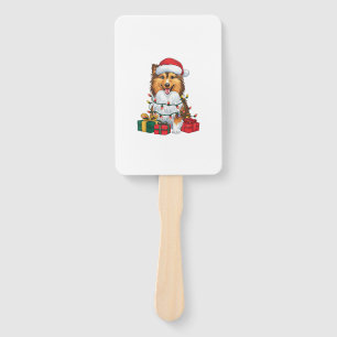 Abanico Navidades de perros lascivos de Santa Hat Sheltie
