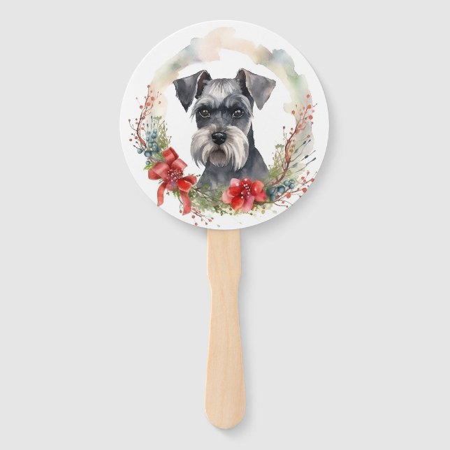 Abanico Navidades de Schnauzer Wreath Festimes Pup (Reverso)