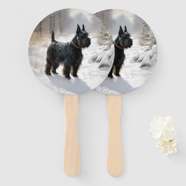 Abanico Navidades de Scottish Terrier Let It Snow (Anverso y reverso)