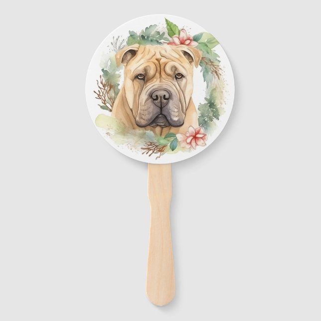 Abanico Navidades de Shar Pei Wreath Festimes Pup (Anverso)
