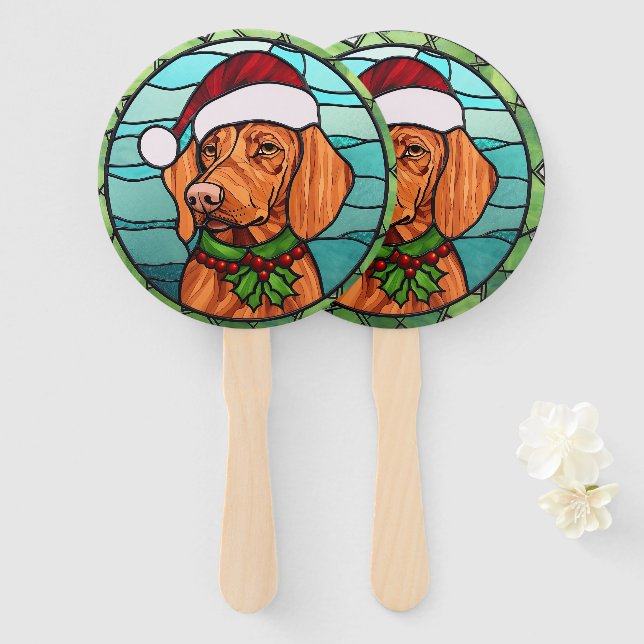 Abanico Navidades de Vizsla Sained Glass (Anverso y reverso)