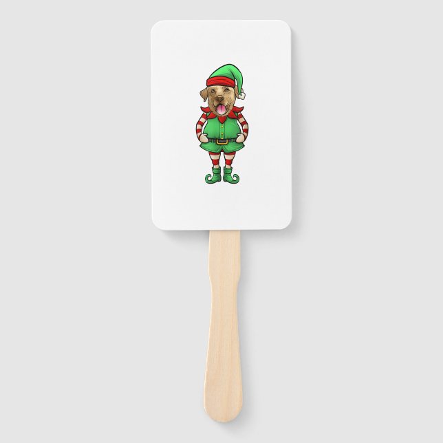 Abanico Navidades divertidos Elf Yellow Lab Perro Amarillo (Anverso)