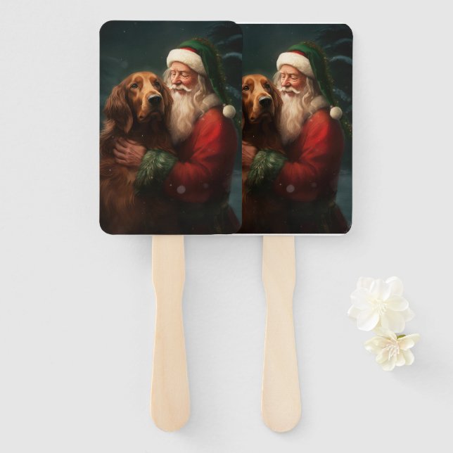 Abanico Navidades festivos de la Red Setter Santa Claus de (Anverso y reverso)