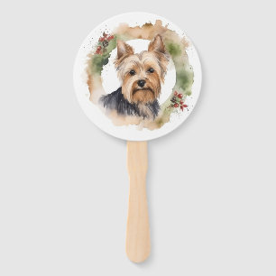 Abanico Navidades Terrier de Yorkshire Wreath Festimes Pup
