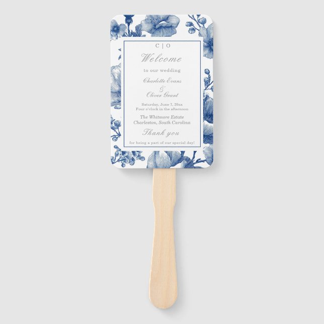 Abanico Navy Blue And Silver Wedding Program (Anverso)