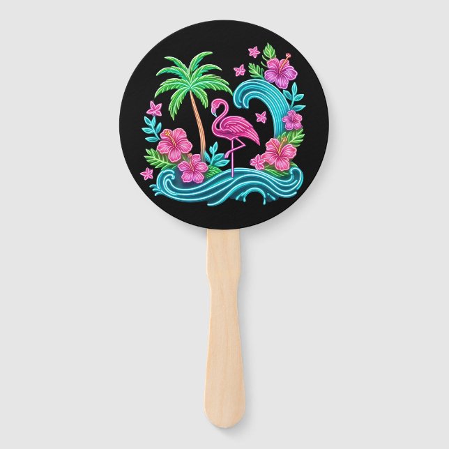 Abanico Neon Flamingo Tropical (Anverso)