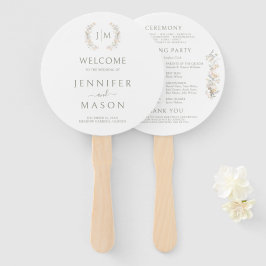 Abanico Neutral Floral Blush Monogram Wedding Program