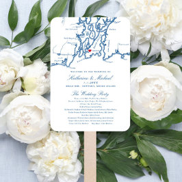 Abanico Newport, Programa de Boda Mapa de RI, Marina Elega