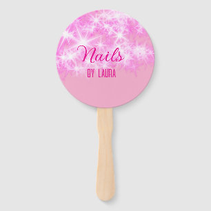 Abanico Niñas purpurinas rosadas y nails añaden nombre a s