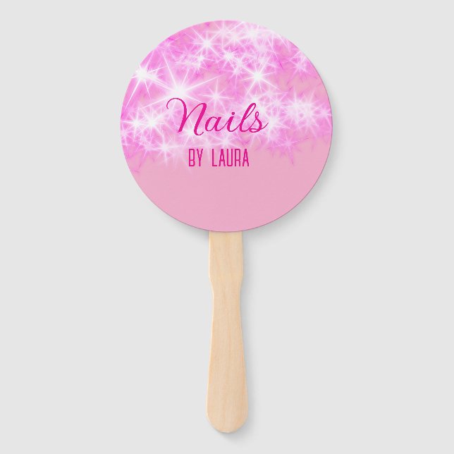 Abanico Niñas purpurinas rosadas y nails añaden nombre a s (Anverso)