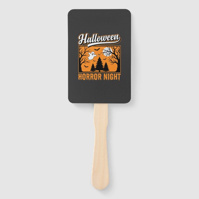 Abanico Noche de Terror de Halloween Bosque Fantasma Retro (Anverso)