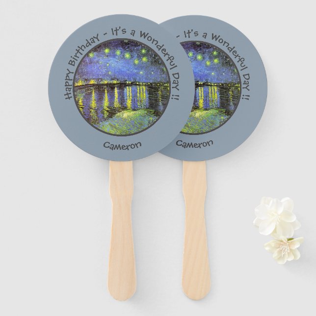 Abanico Noche van Gogh Starry sobre artículos de Fiesta en (Anverso y reverso)