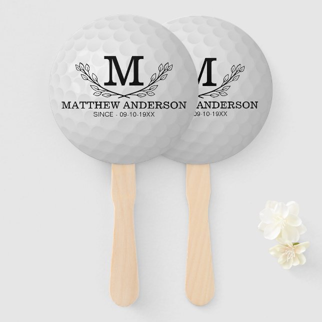 Abanico Nombre del patrón de bola de golf personalizado Mo (Anverso y reverso)