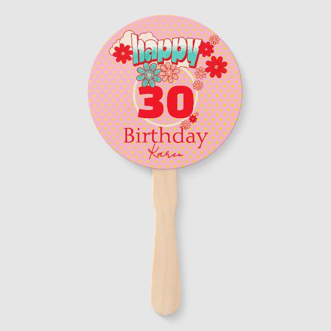 Abanico Nombre personalizado y edad, Feliz cumpleaños (Anverso)