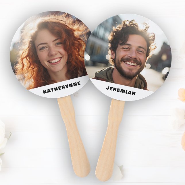 Abanico Novia Groom Su Foto Boda Juego De Ducha (Bride Groom Her Him Photo Wedding Shower Game Paddle Hand Fan)