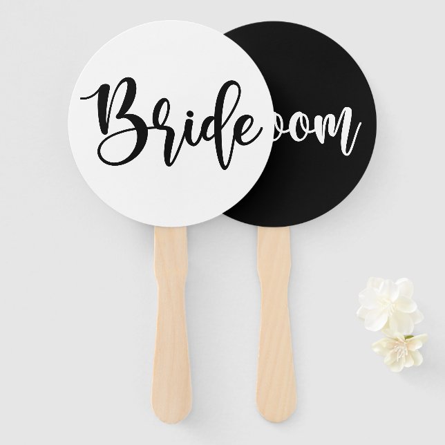 Abanico Novia o Groom Juego de Boda mínimo moderno (Anverso y reverso)