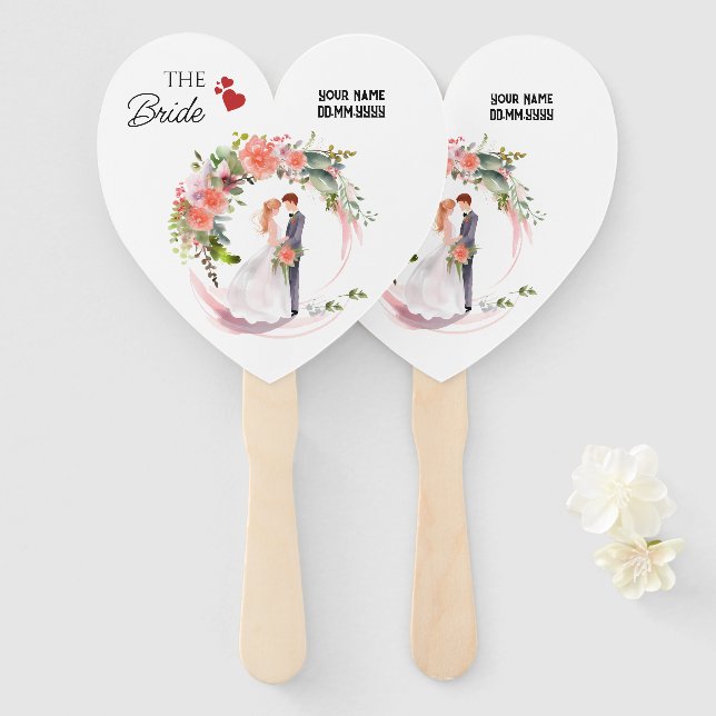 Abanico Novia personalizado: Mantén a tus invitados Guay a (Anverso y reverso)