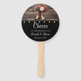 Abanico Oeste de Cowboy Boots contra Boda floral rústico