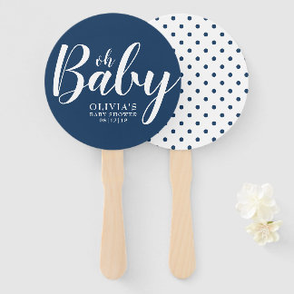 Abanico Oh Baby - Navy Blue Polka Dot Baby Shower
