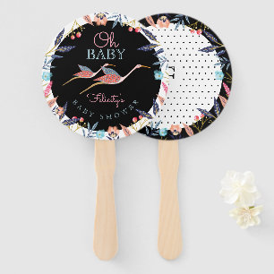 Abanico Oh cigüeña botánica floral elegante Baby Shower