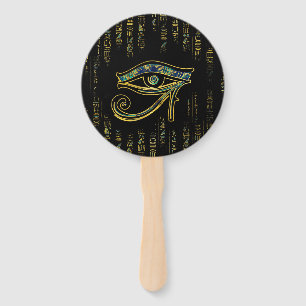 Abanico Ojo egipcio de Horus en hieroglyphics y mármol