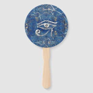 Abanico Ojo egipcio de plata de Horus en el mármol azul