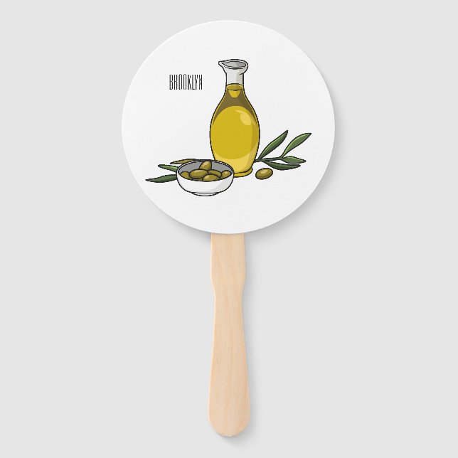 Abanico Olive oil cartoon illustration  (Anverso)
