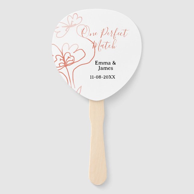 Abanico One Perfect match terracotta wedding couple name f (Anverso)