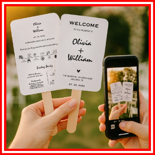Abanico Orden de Servicio de Boda Moderno Elegante Simple