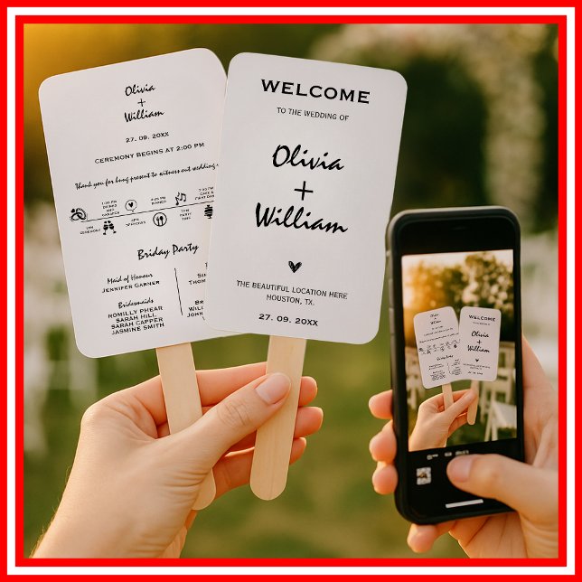 Abanico Orden de Servicio de Boda Moderno Elegante Simple (Subido por el creador)