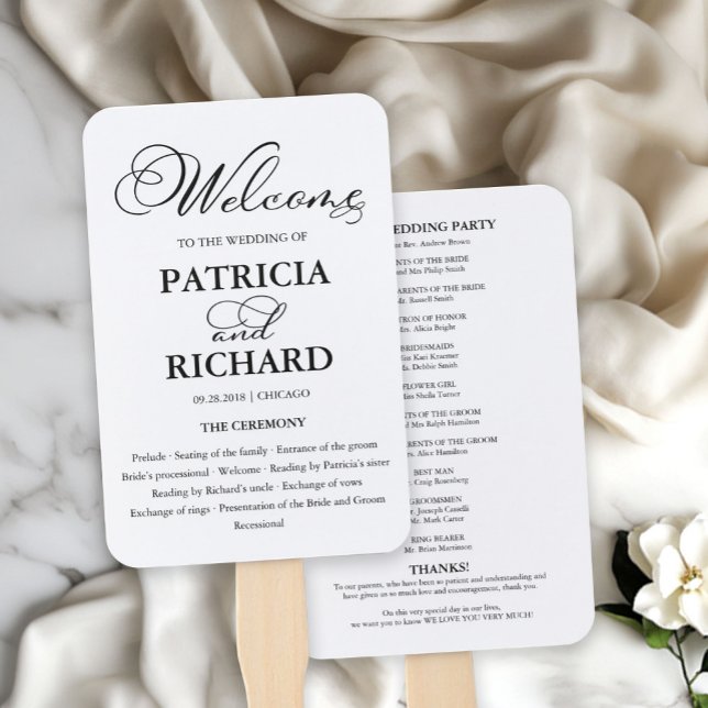 Abanico Orden de Servicio de la Ceremonia de Boda Programa (Subido por el creador)
