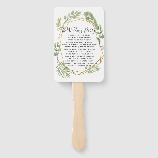 Abanico Orden de servicio de los FANS HAND de Crystal boda (Reverso)